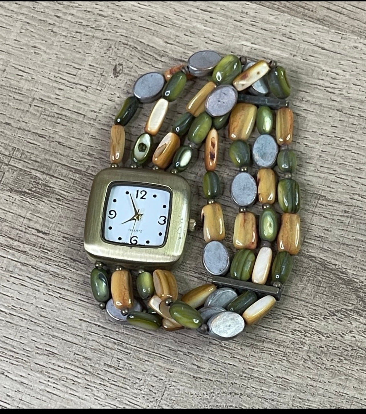 Vintage Women’s Multi Strand Stone Stretch Band Bracelet Watch