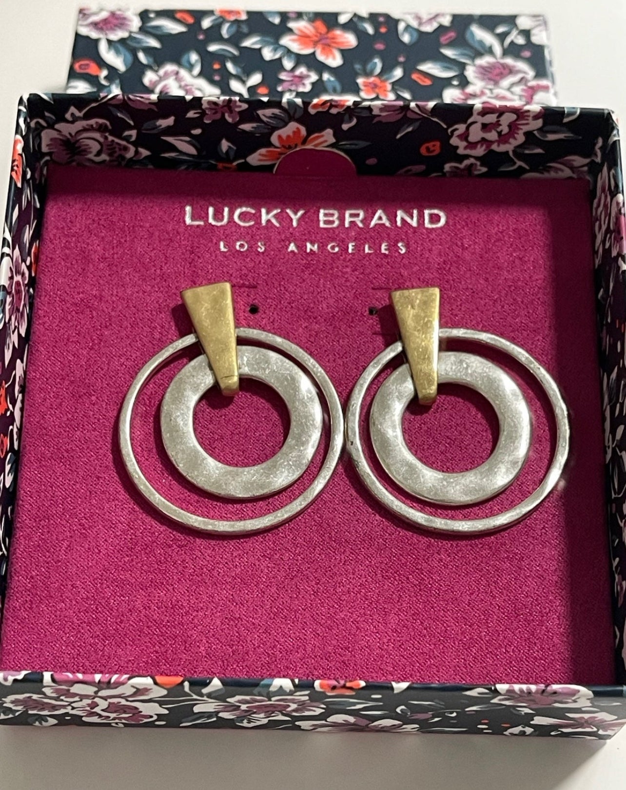 Lucky Brand Circle Mixed Metal Earrings