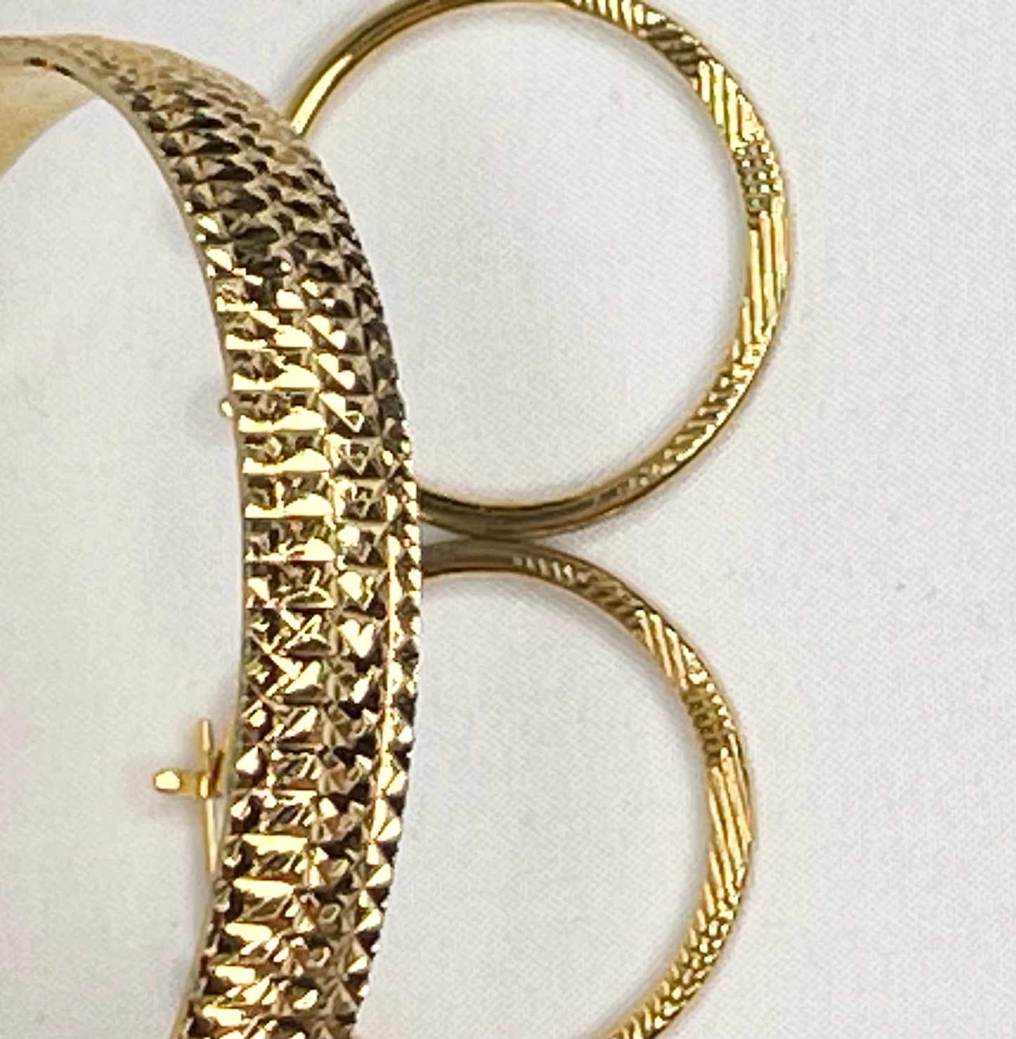 Gold Tone Bangle Bracelet and Hoop Earrings