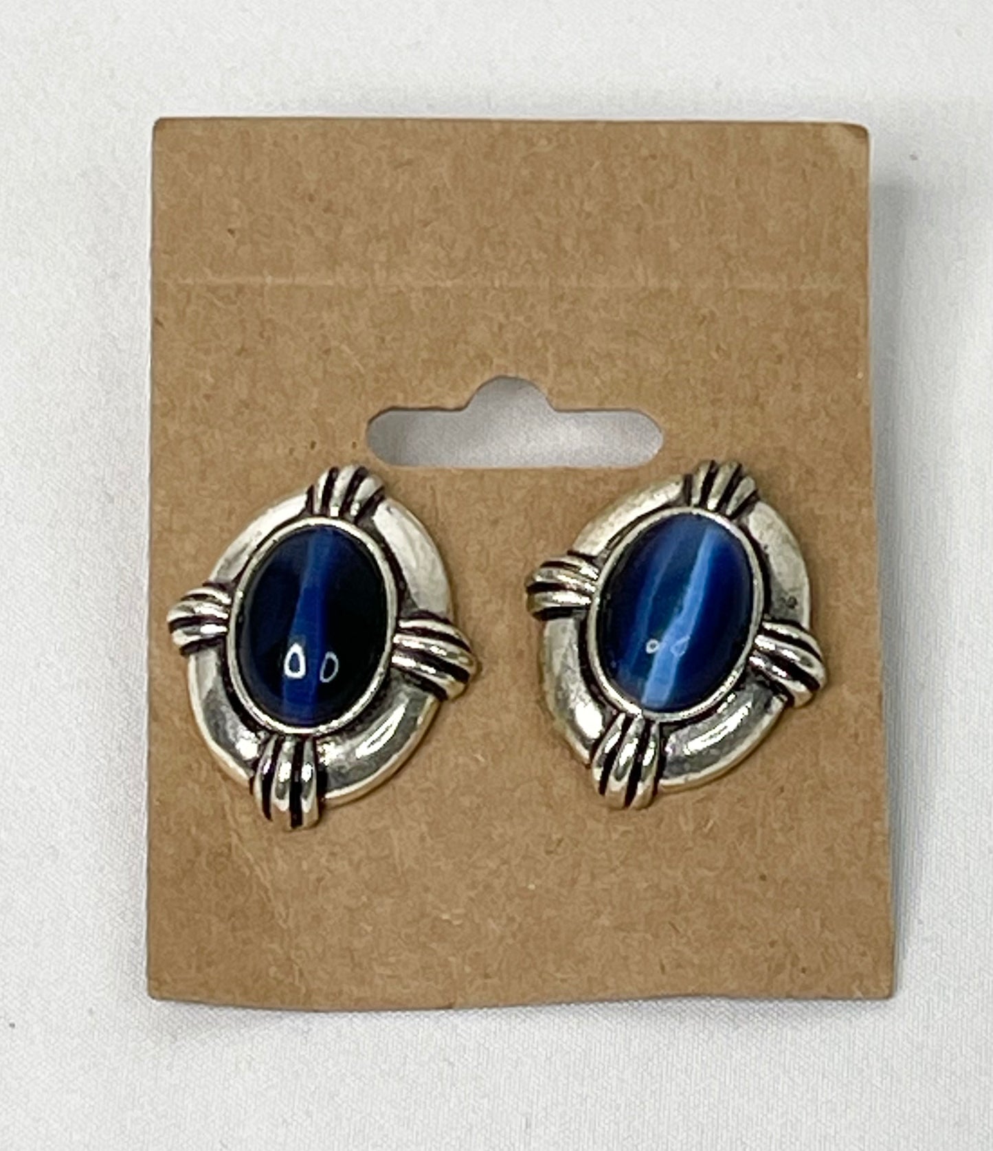 Avon Blue Cat Eye Earrings