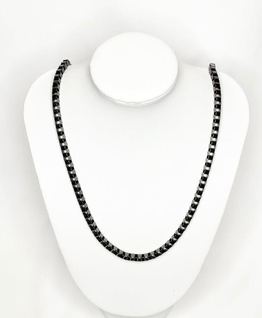 Aeropostale Mens Black Box Link Chain Necklace