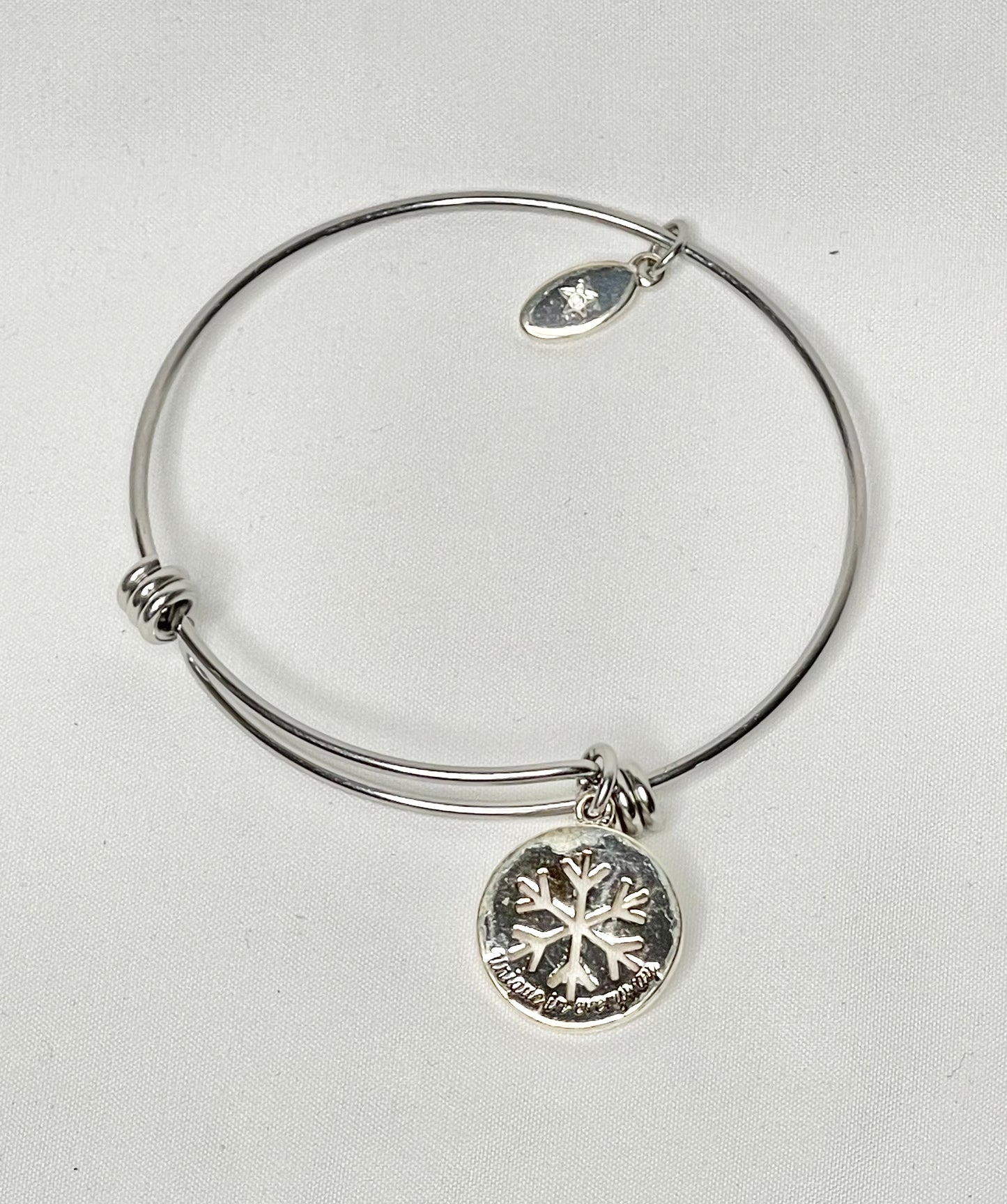 Unwritten Snowflake Unique In Every way Crystal Charm Bangle Bracelet