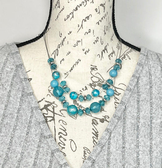 Cato Multi Strand Beaded Necklace with Matching Earrings
