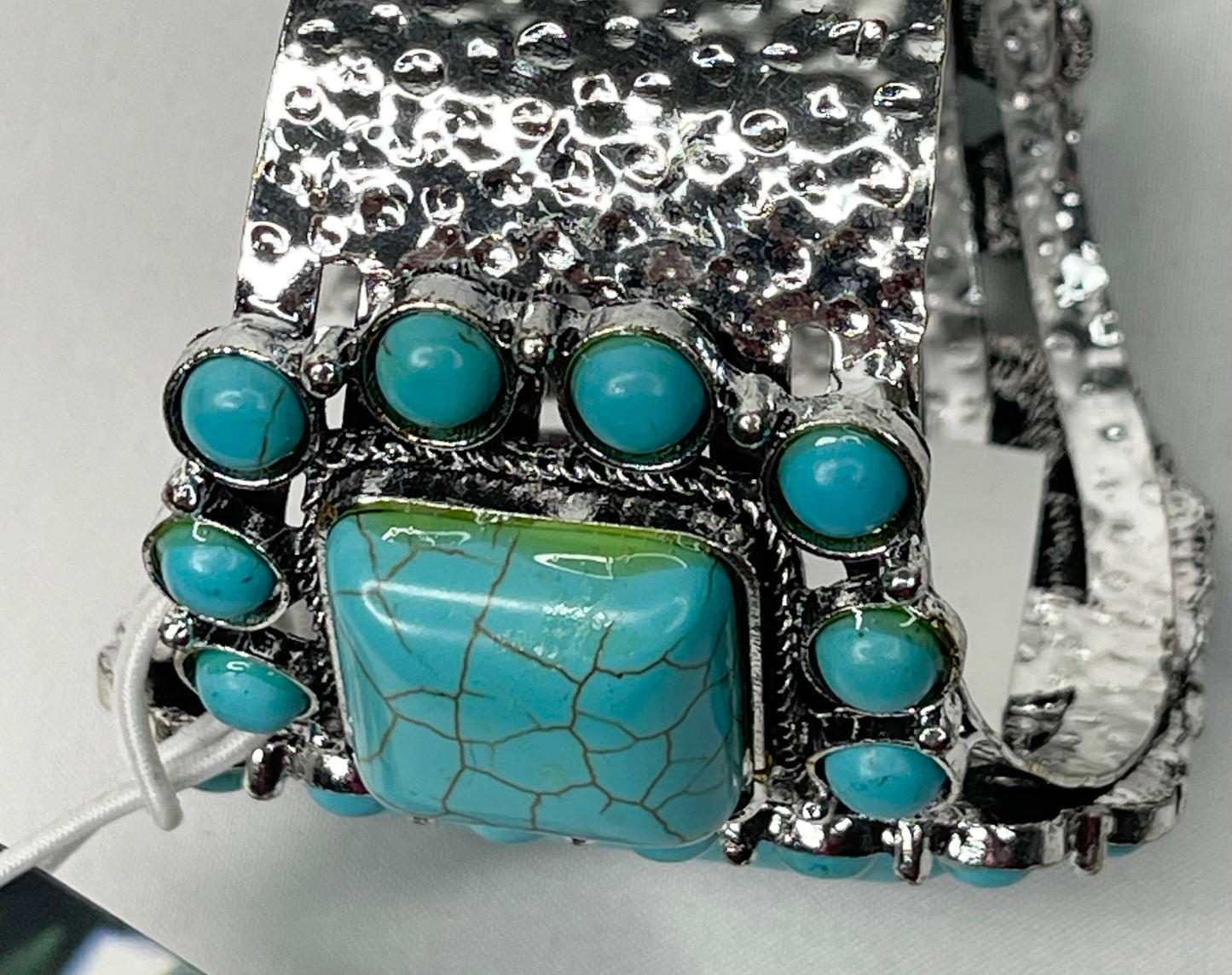 Gardenia Turquoise and Silver Tone Cuff Bracelet