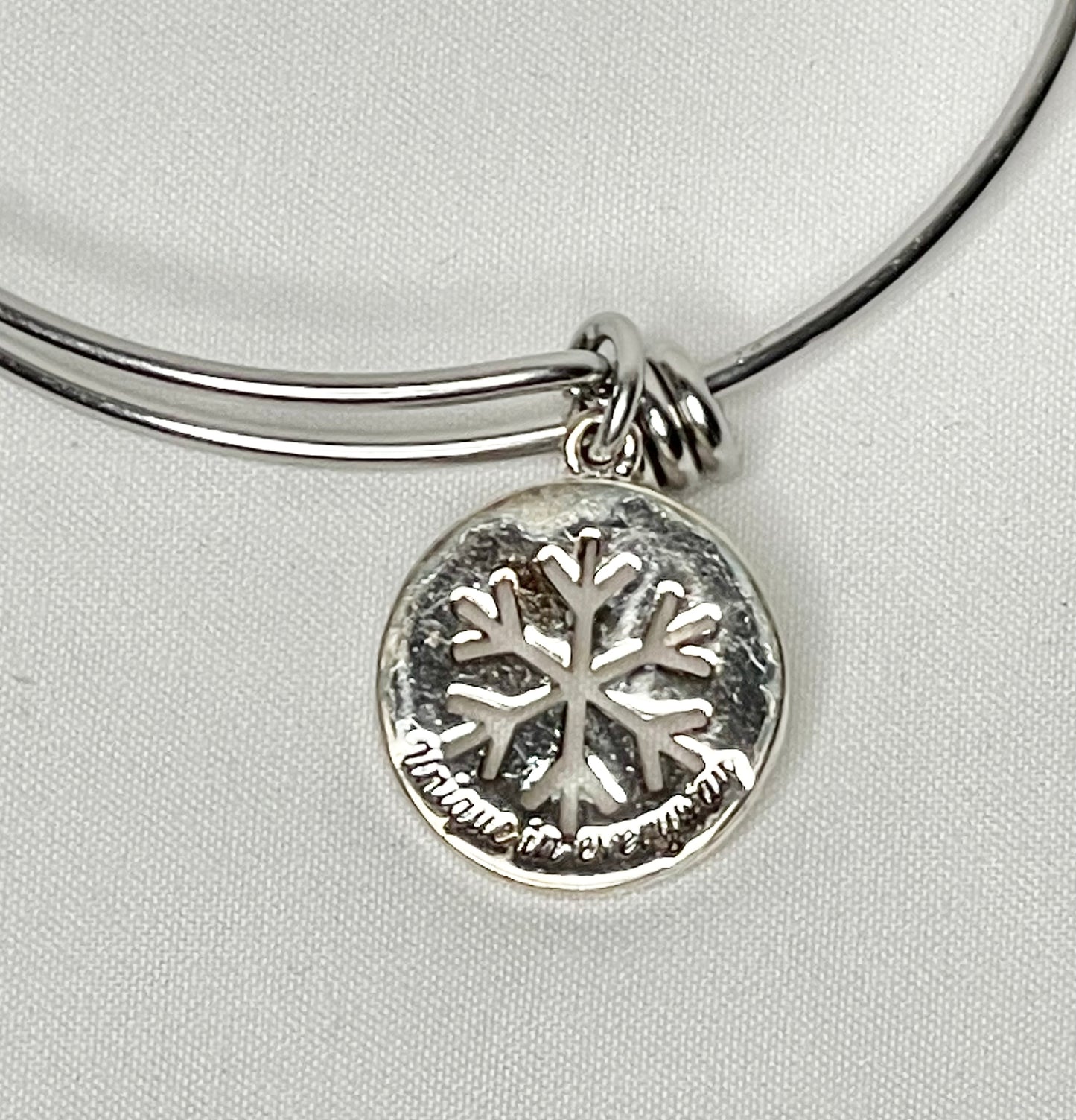 Unwritten Snowflake Unique In Every way Crystal Charm Bangle Bracelet