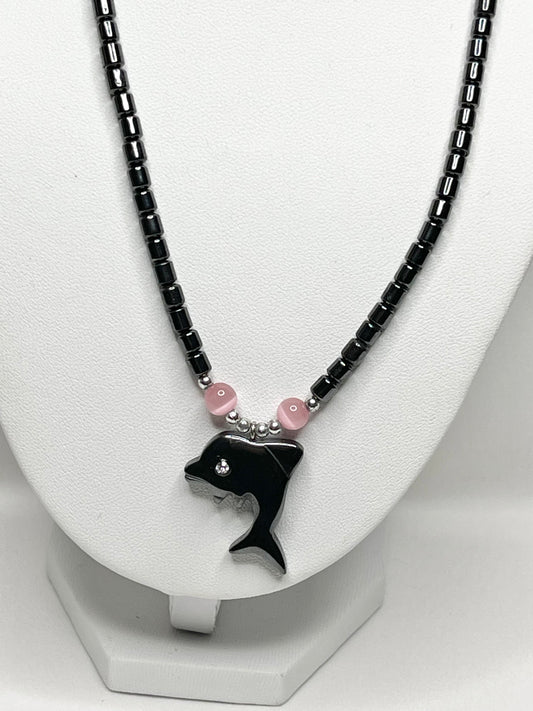 Beaded Dolphin Pendant Necklace