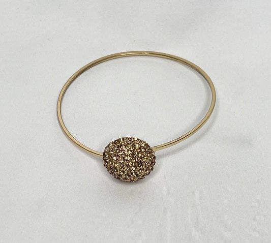 Vintage Gold tone Rhinestone Ball Bangle Bracelet