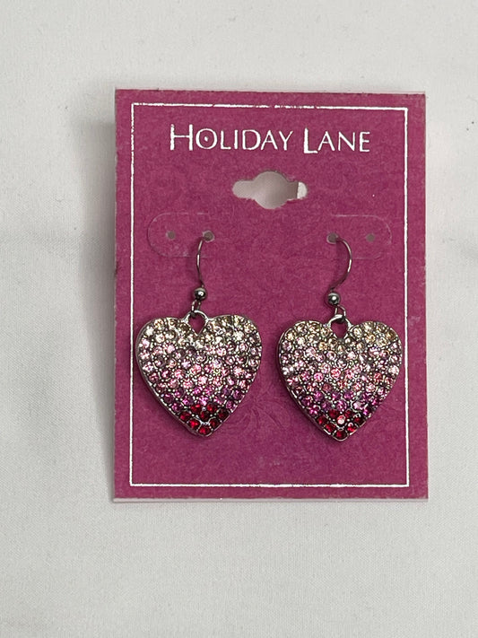 Macys Holiday Lane Silver Tone Ombré Pave Crystal Earrings