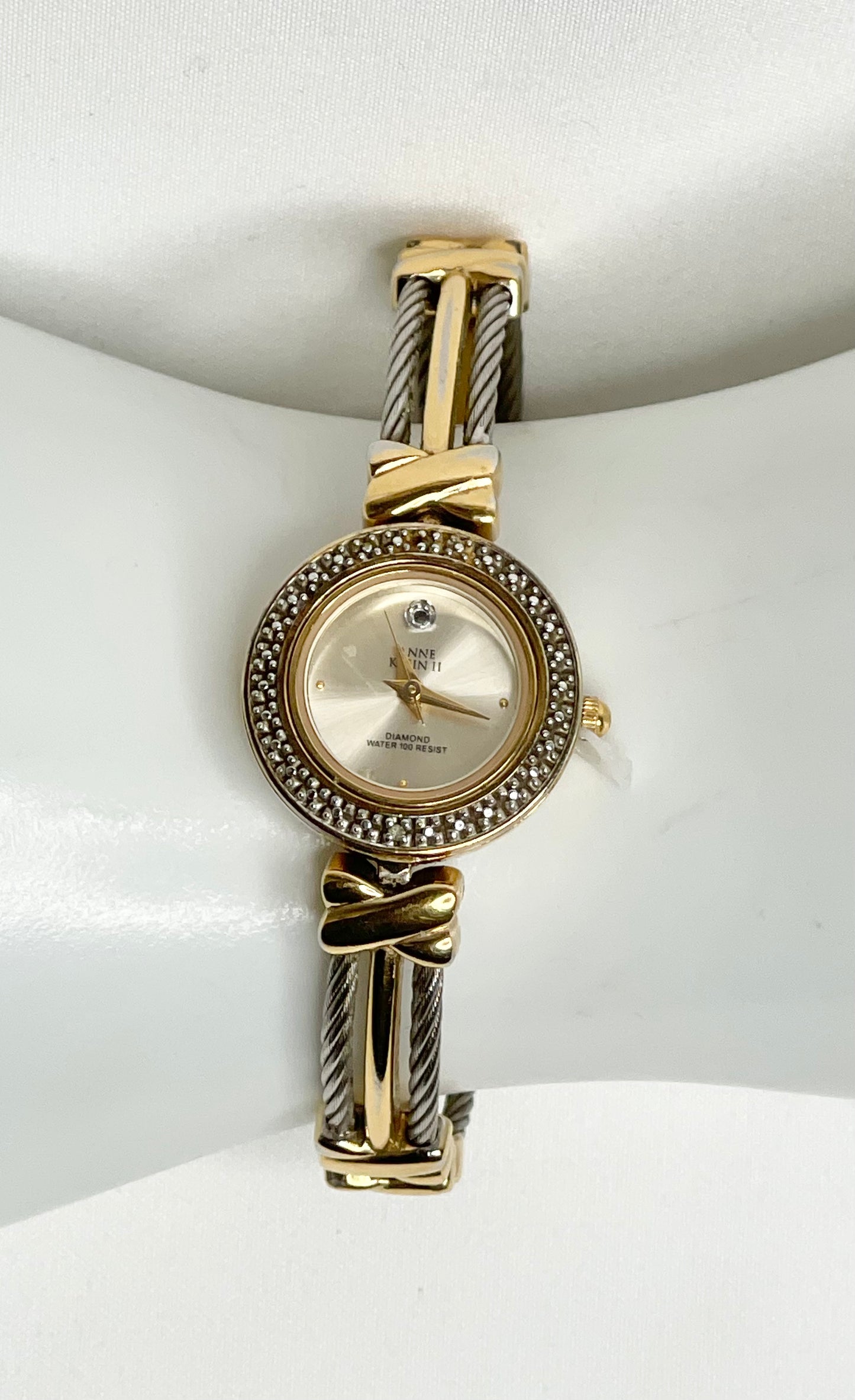 Anne Klein II Womens Rhinestone Bezel Two Toned Watch