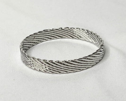 Spiral Patterned Stainless Steel Bangle Bracelet