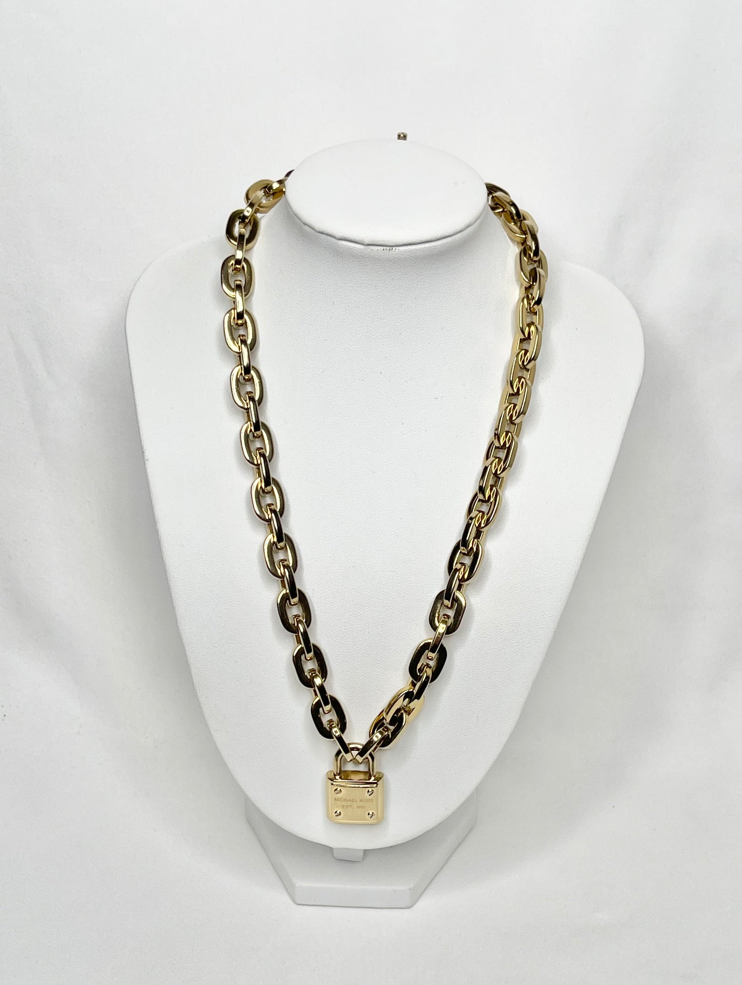 Michael Kors Gold Tone Chunky Padlock Pendant Necklace