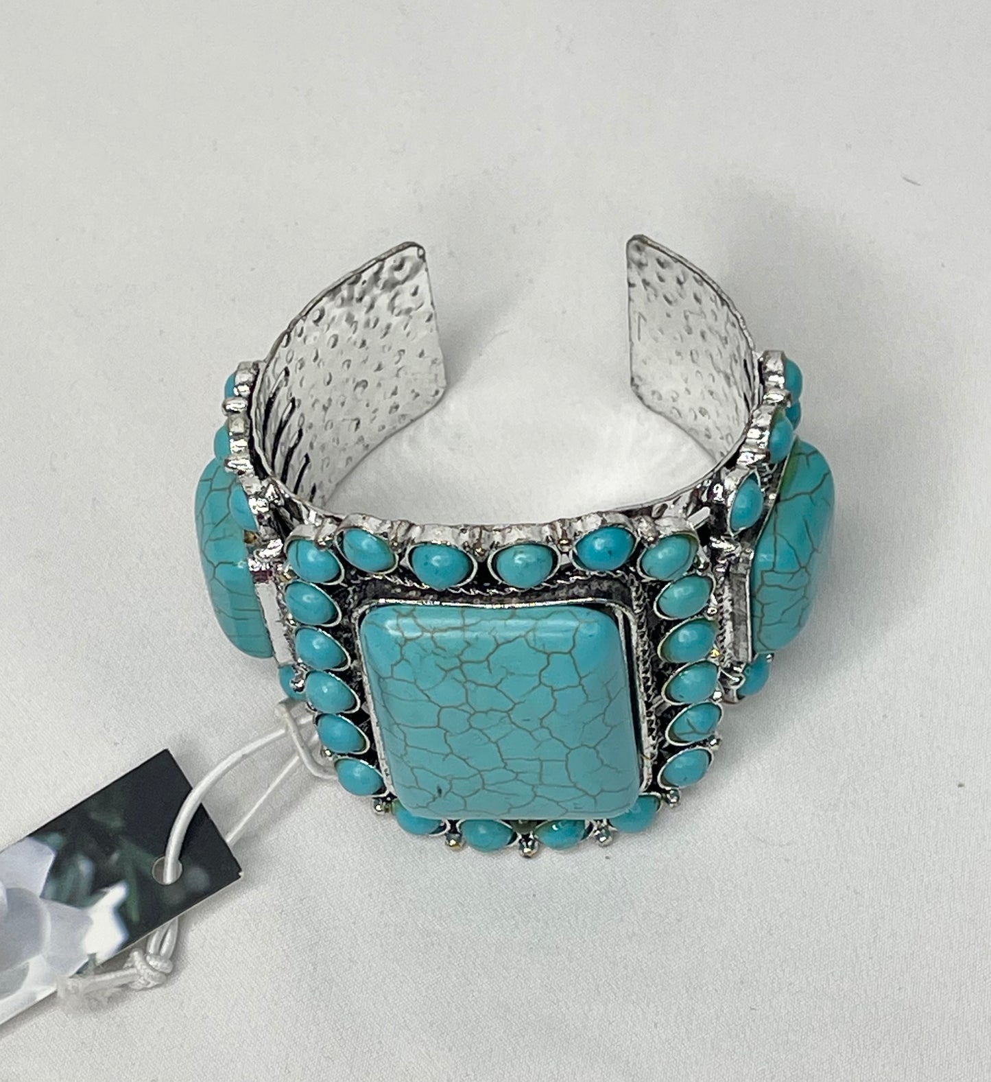Gardenia Turquoise and Silver Tone Cuff Bracelet
