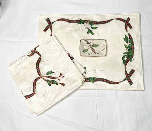 Lenox Holiday Nouveau Gold Napkin, placemat, and Soap Dish Set