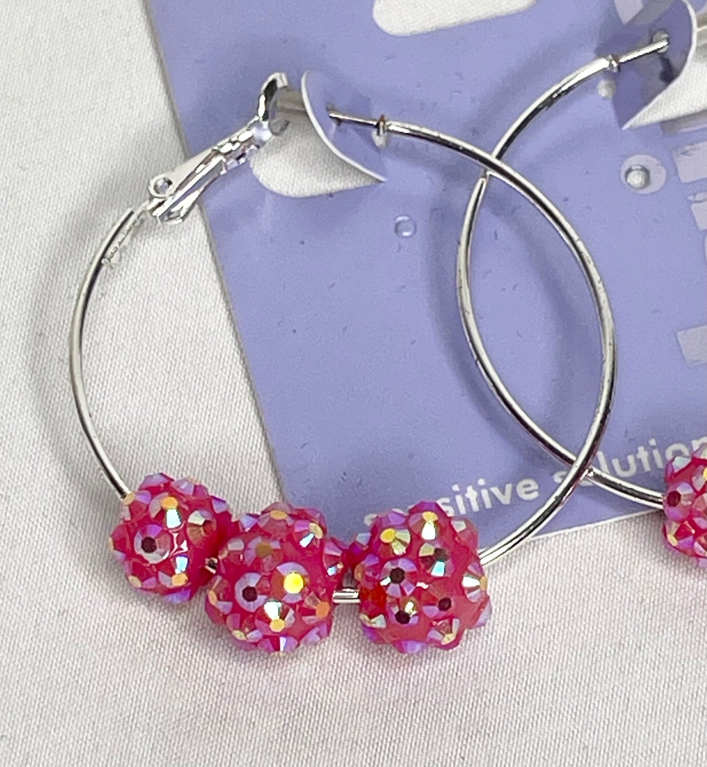 Claire’s Pink Beaded Hoop Earrings