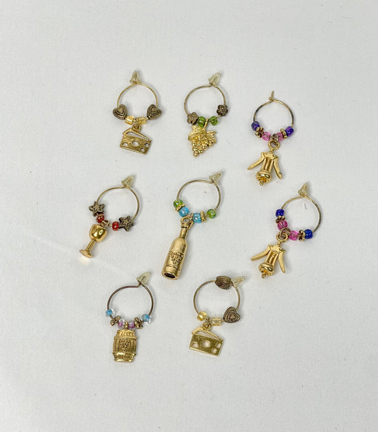 Gold Beaded Wine Glass Charms