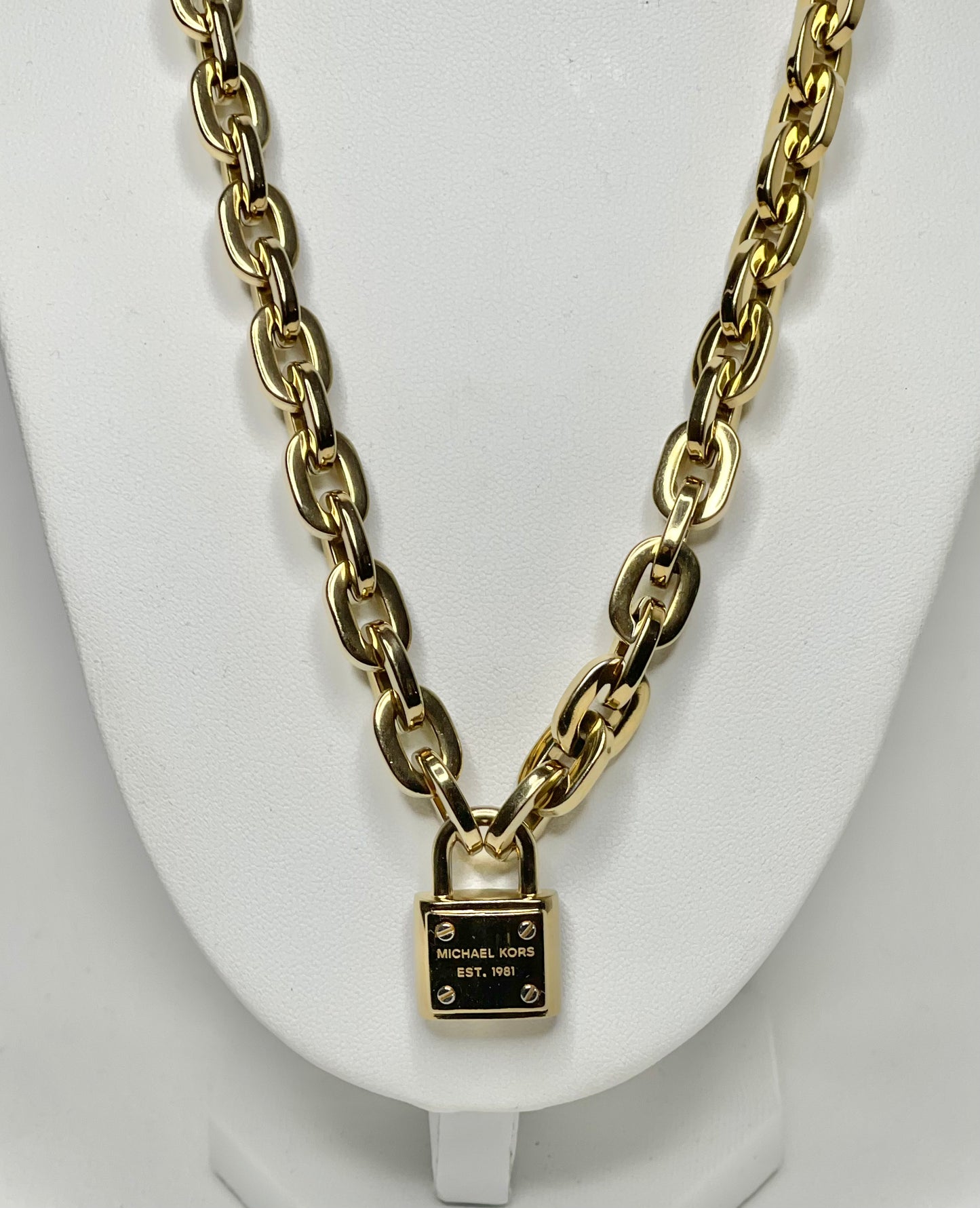 Michael Kors Gold Tone Chunky Padlock Pendant Necklace