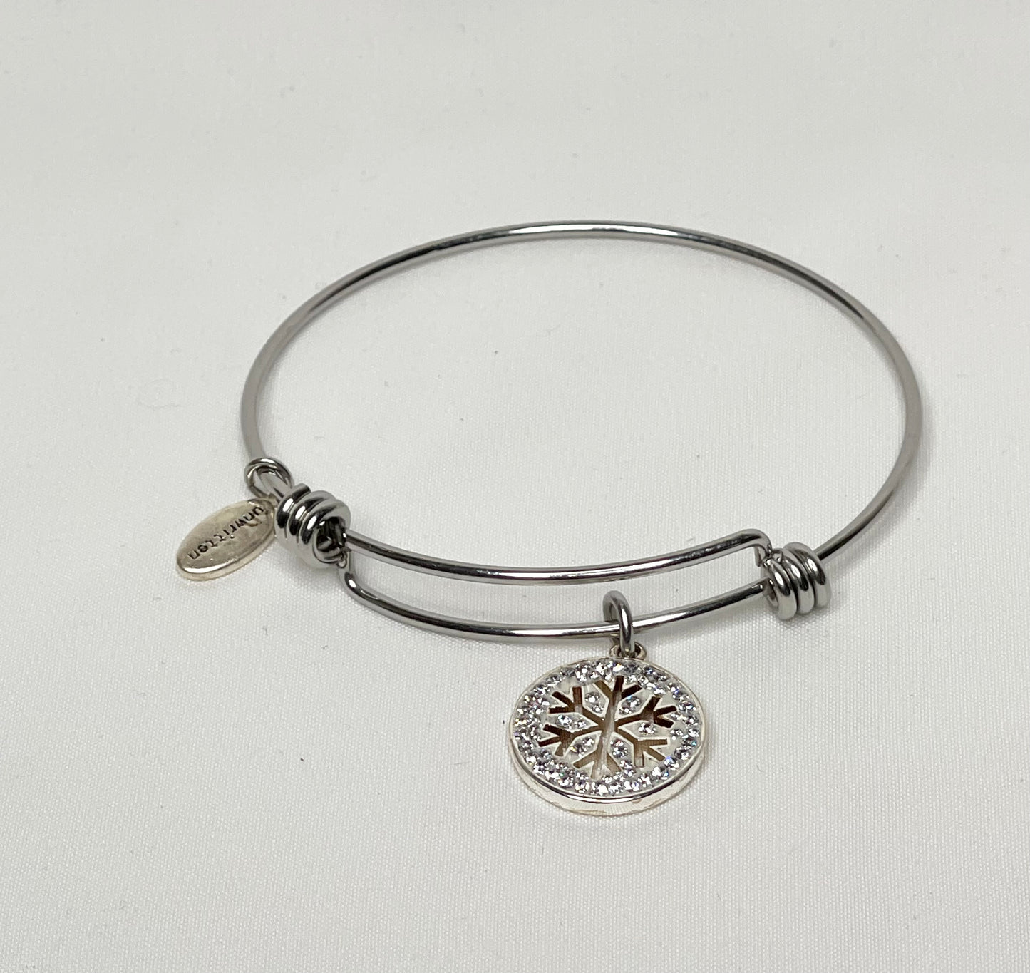 Unwritten Snowflake Unique In Every way Crystal Charm Bangle Bracelet