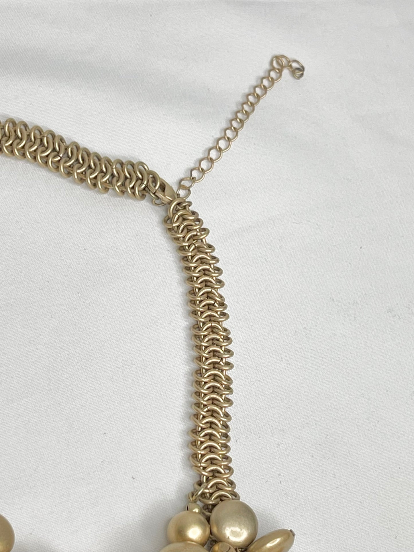Vintage Cassandra Gold Beaded Statement Necklace and Bracelet Set