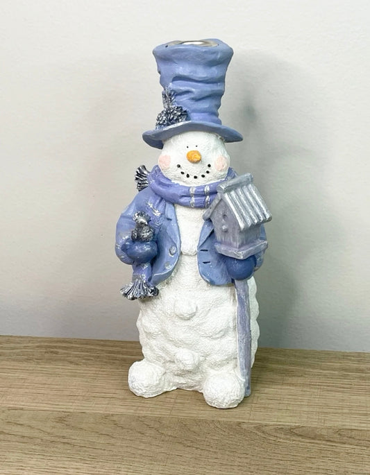 9” Snowman Candle Holder Figurine