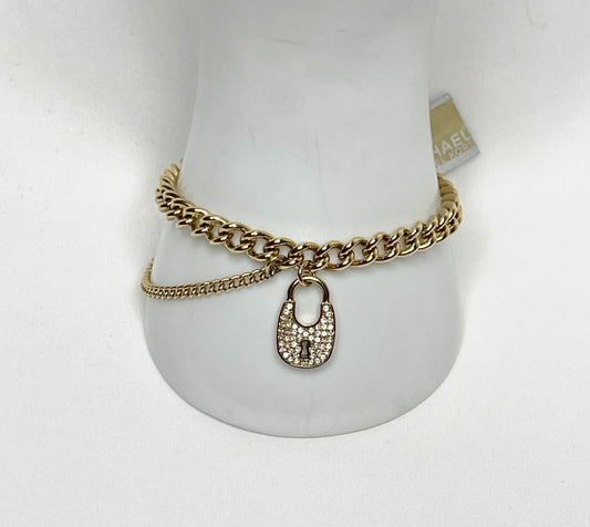 Michael Kors Rhinestone Padlock Charm Bracelet