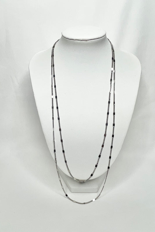 Two Strand Silver Tone Necklace