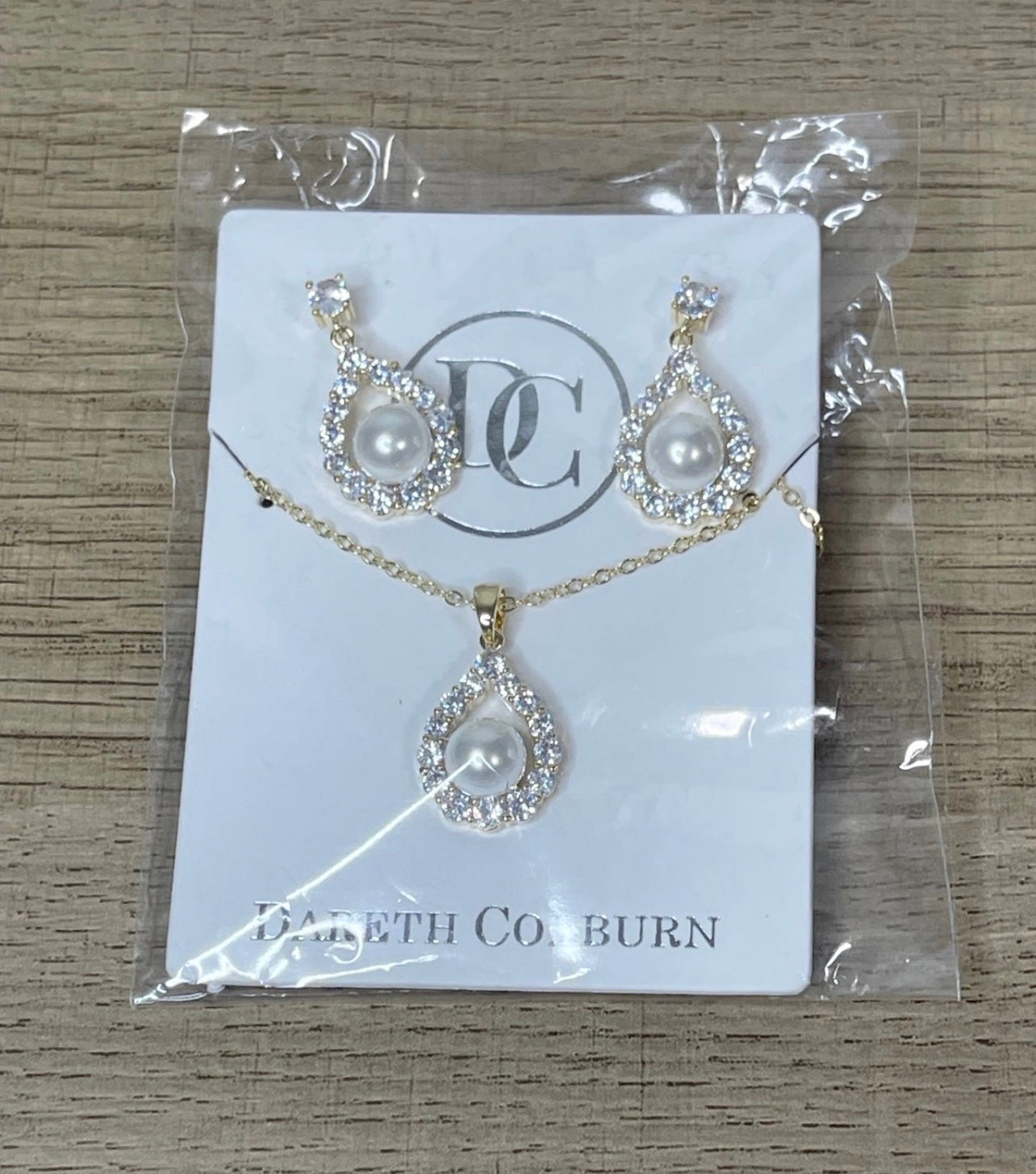 Dareth Colburn Elegance Gold Tone CZ Bridesmaid Pendant Earring Set