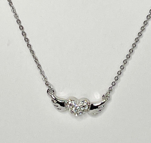 Angel Winged Heart Pendant Necklace
