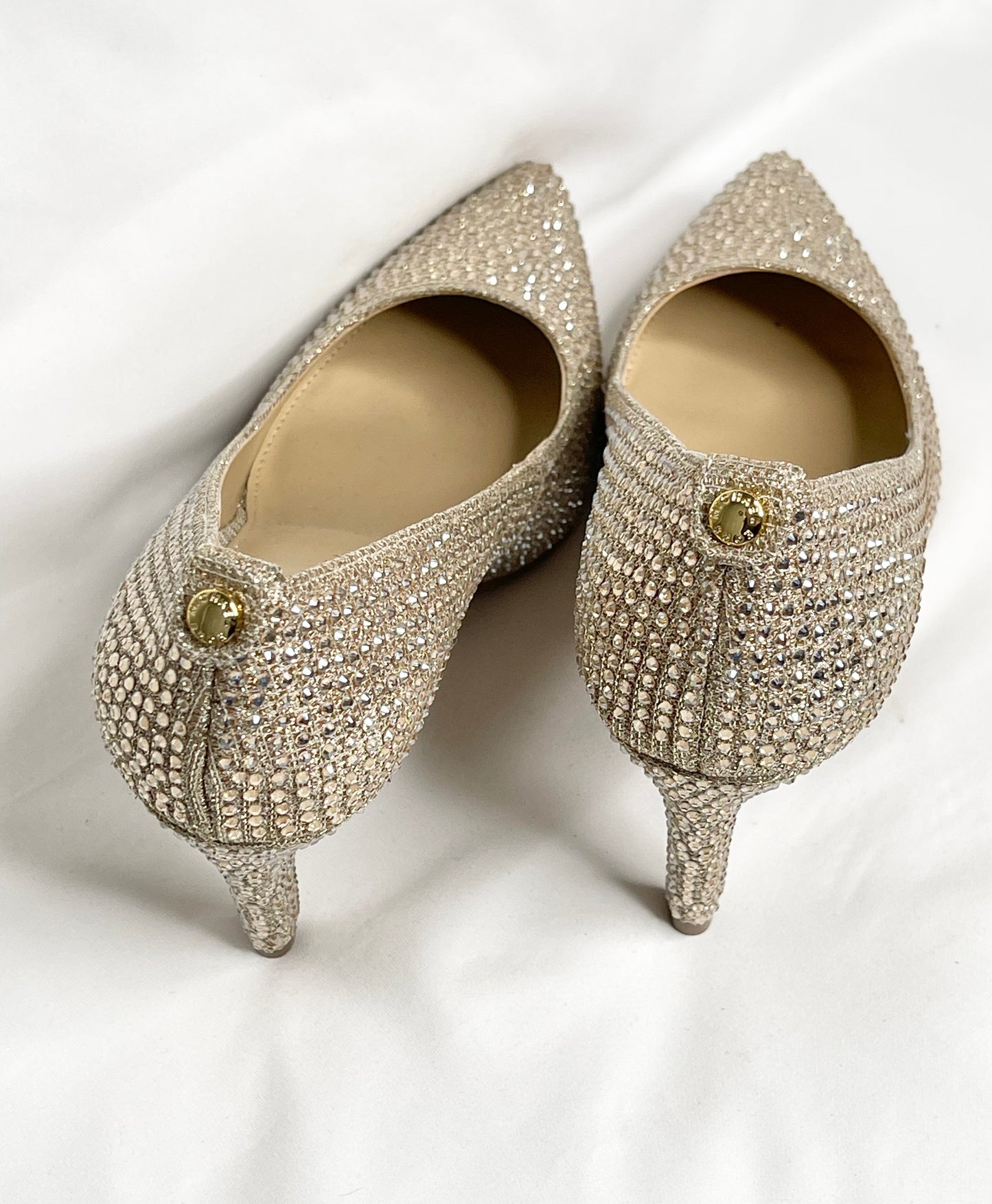 Michael Kors Pale Gold Rhinestone Dorothy Flex Pump Heels