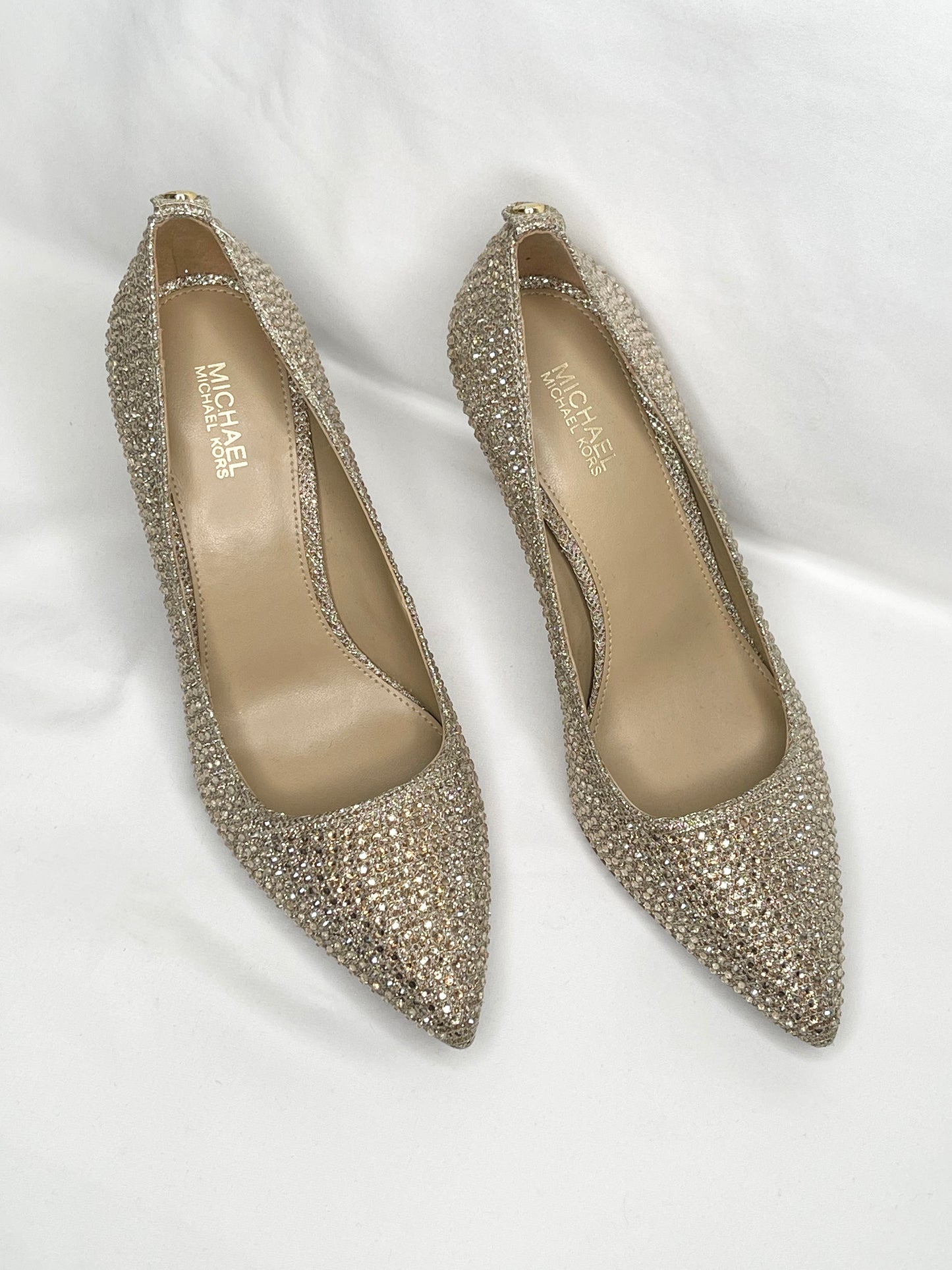 Michael Kors Pale Gold Rhinestone Dorothy Flex Pump Heels